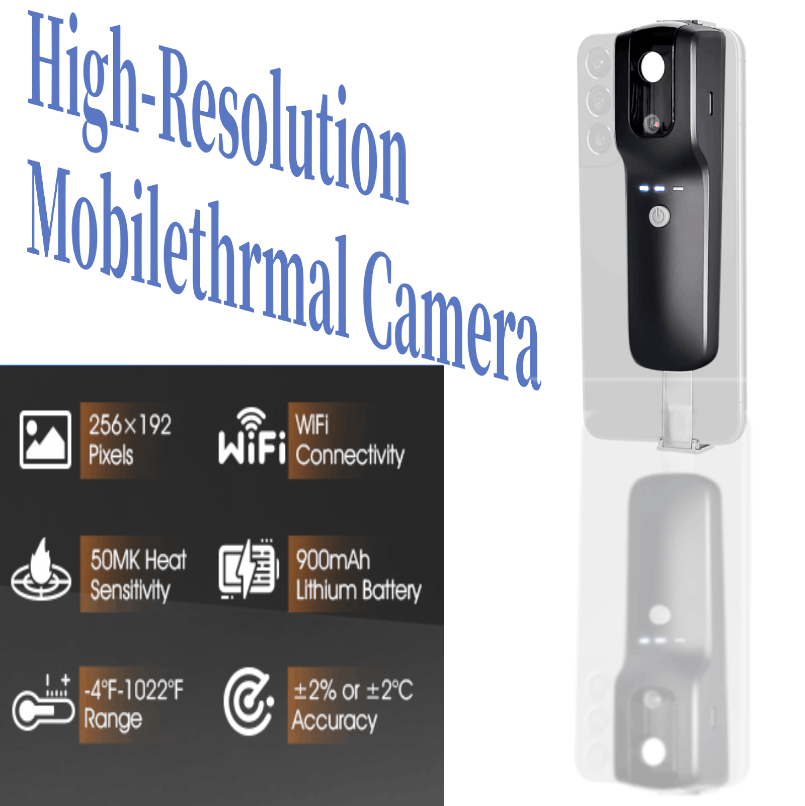 Handheld Thermal Camera 256X192 - HP951A 256x192 WiFi Thermal Camera Phone-Mounted,50mK