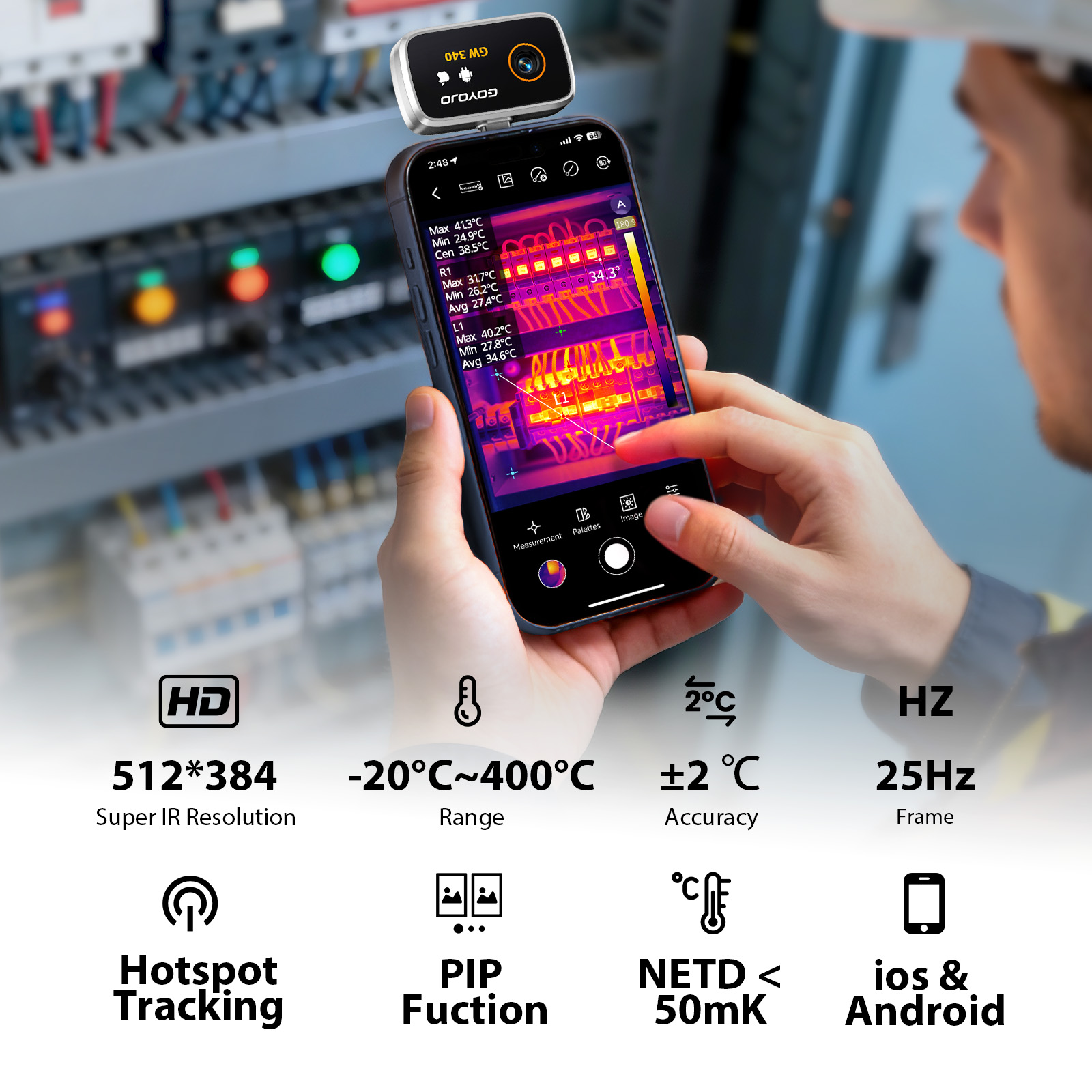 GW340 Thermal Camera for Andro - огляд і ціна Handheld Thermal Camera 256X192