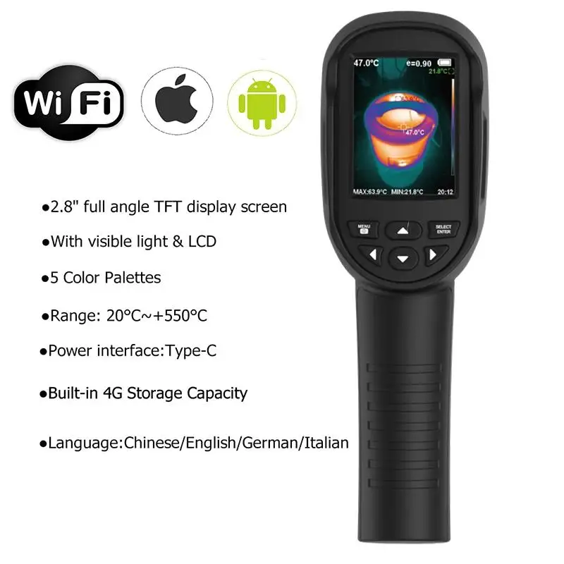 HT-06 256x192 Pixels WIFI Ther - огляд і ціна Handheld Thermal Camera 256X192